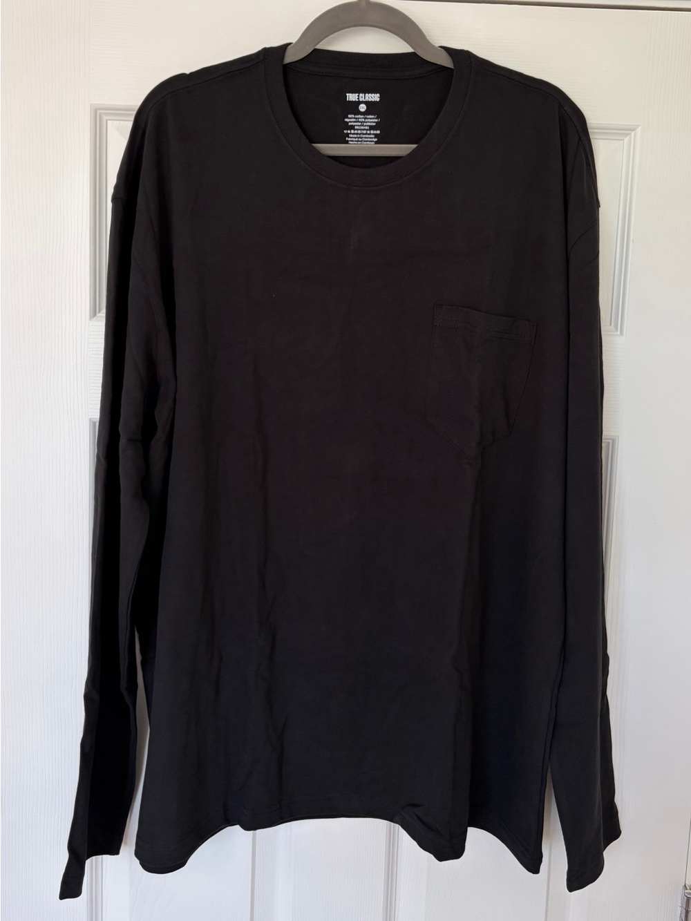 True Classic NEW Black Long Sleeve Crew Neck with Pocket 2XL